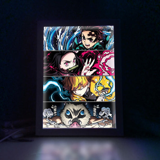 Demon Slayer LED Frame – Anime Wall Art & Night Lamp for Home Decor