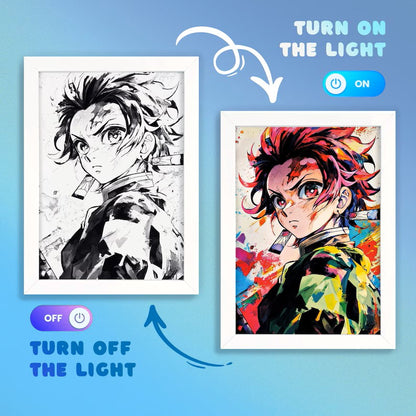 Tanjiro LED Art Frame – Anime Night Lamp & Desk Light for Home Decor