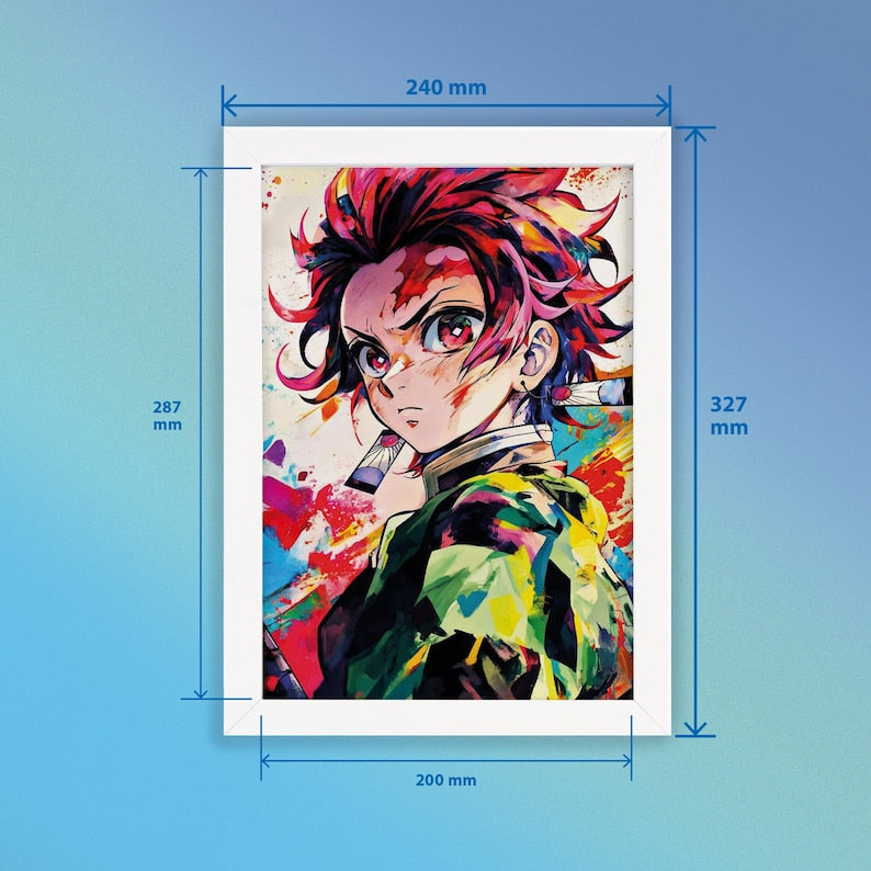 Tanjiro LED Art Frame – Anime Night Lamp & Desk Light for Home Decor