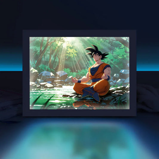 Goku LED Art Frame – Anime Light, Night Lamp & Light Painting for Home Decor