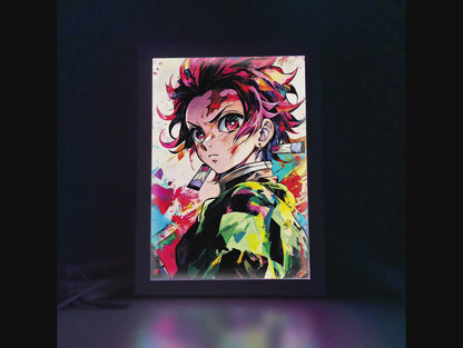 Tanjiro LED Art Frame – Anime Night Lamp & Desk Light for Home Decor